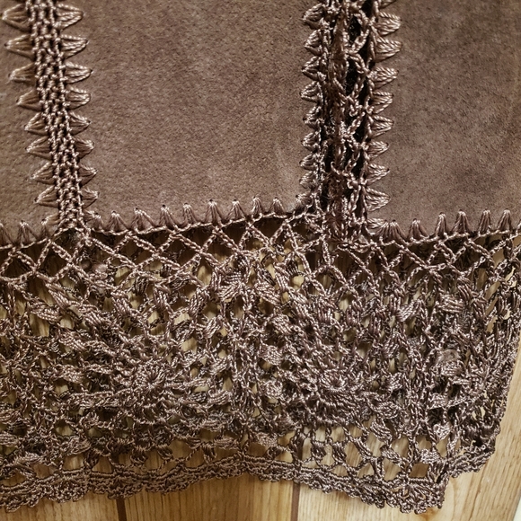 IDI by Matthew Brown Leather & Lace Lined Skirt BOHO Western Size Med - Picture 3 of 4